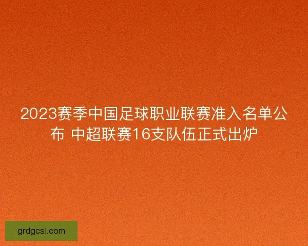 2023赛季中国足球职业联赛准入名单公布 中超联赛16支队伍正式出炉
