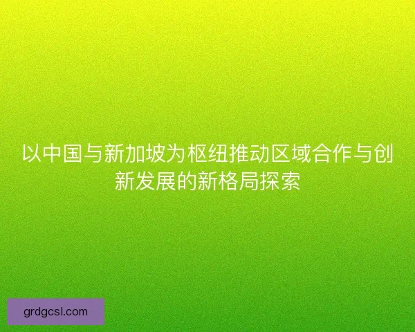 以中国与新加坡为枢纽推动区域合作与创新发展的新格局探索